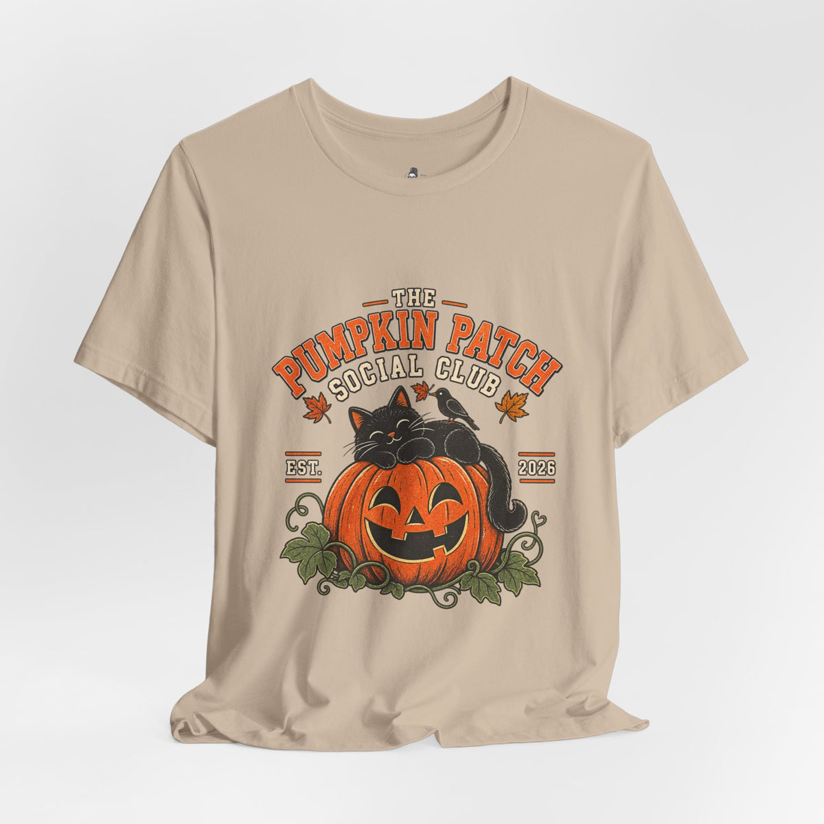 The Pumpkin Patch Social Club | Premium Boutique Unisex T-Shirt Fall Vintage Black Cat Halloween Graphic Autumn Pumpkin Top