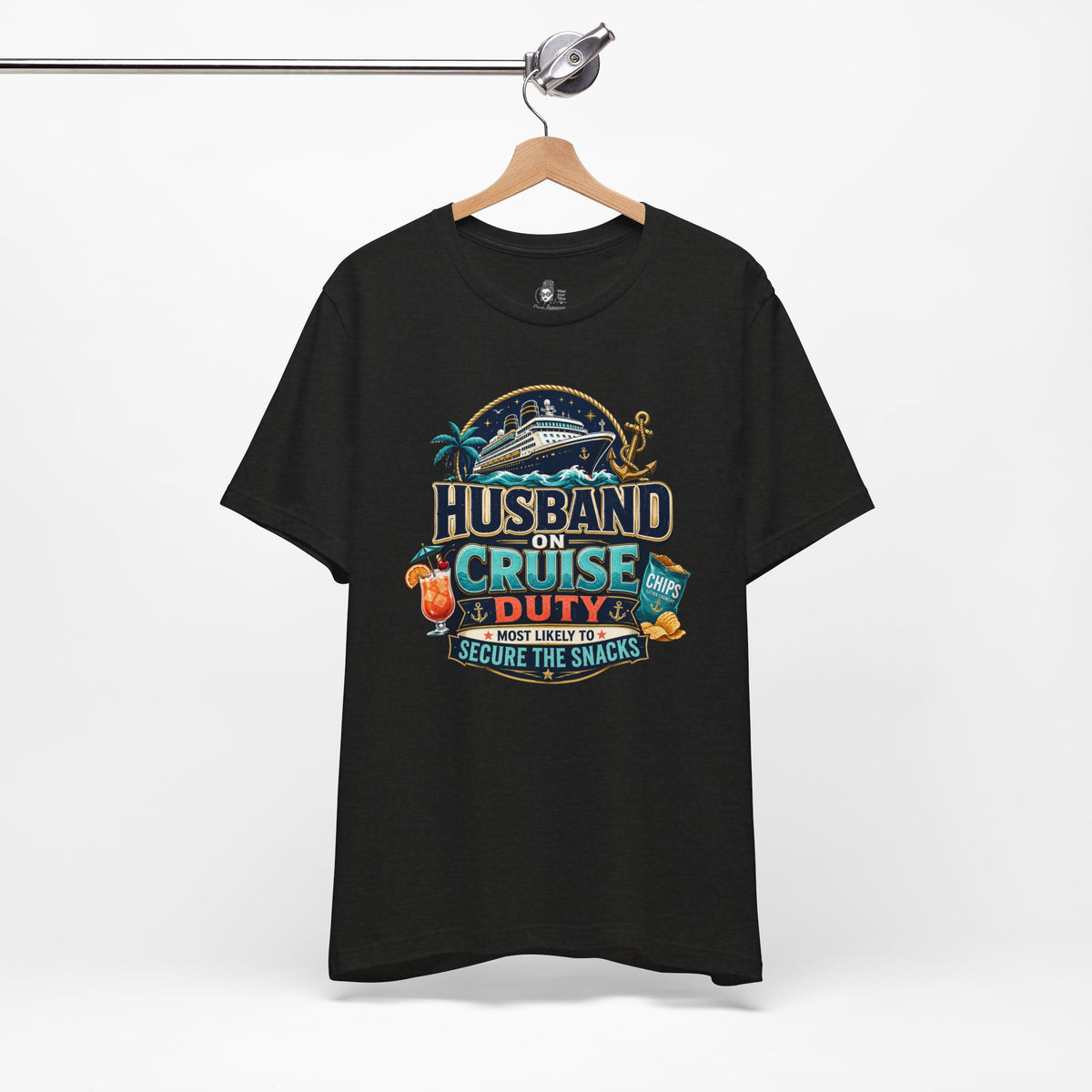 Husband on Cruise Duty Snacks Secured Shirt, Funny Mens Vacation Tee | Cruise Travel Collection