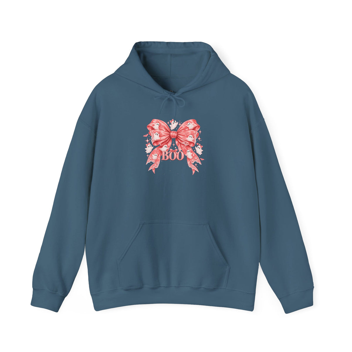 Boo | Premium Boutique Pullover Hoodie Halloween Pink Ghost Bow Graphic Feminine Spooky Fashion Top