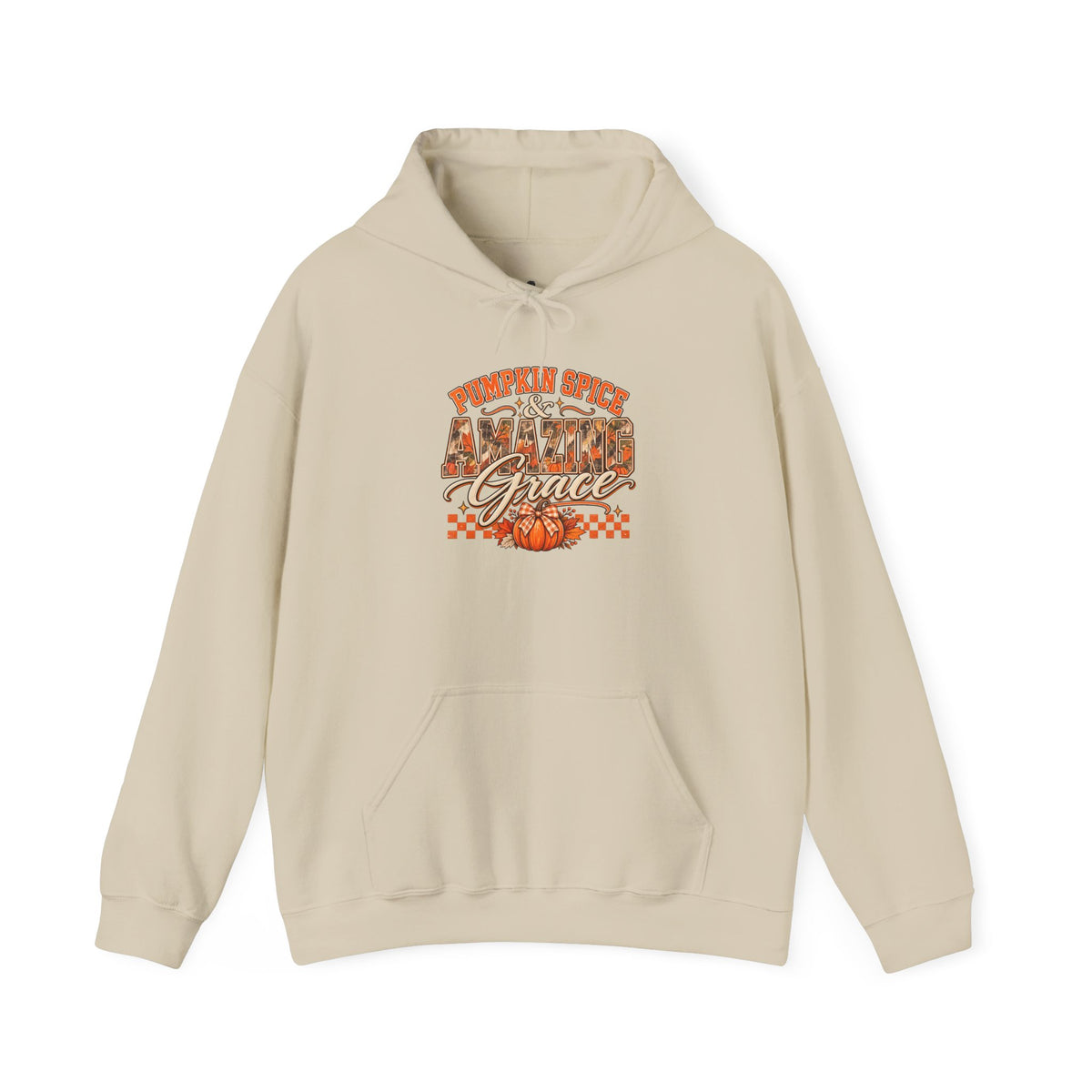 Pumpkin Spice And Amazing Grace | Premium Boutique Pullover Hoodie Fall Christian Faith Graphic Autumn Pumpkin Inspirational Top