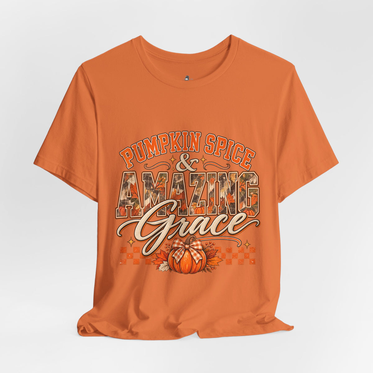 Pumpkin Spice And Amazing Grace | Premium Boutique Unisex T-Shirt Fall Christian Faith Graphic Autumn Pumpkin Inspirational Top
