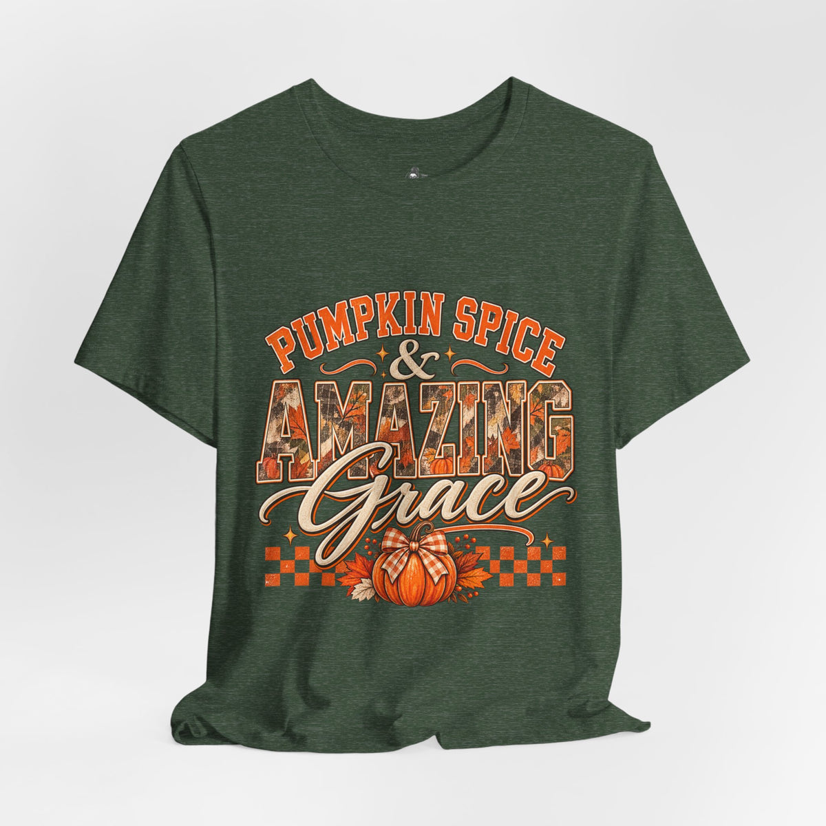 Pumpkin Spice And Amazing Grace | Premium Boutique Unisex T-Shirt Fall Christian Faith Graphic Autumn Pumpkin Inspirational Top
