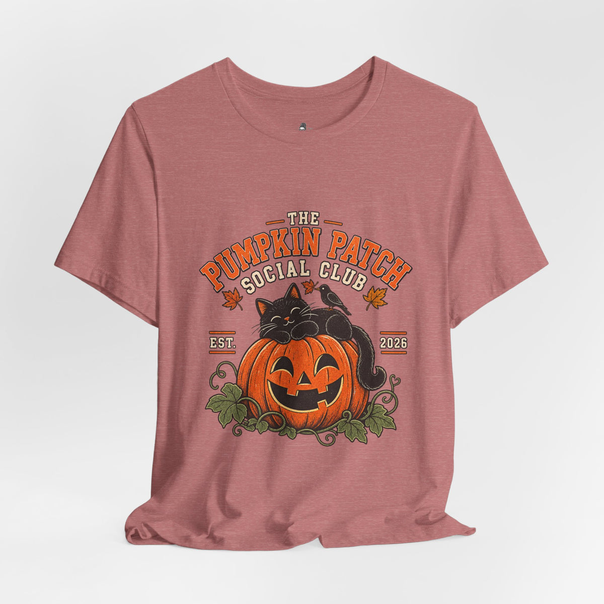 The Pumpkin Patch Social Club | Premium Boutique Unisex T-Shirt Fall Vintage Black Cat Halloween Graphic Autumn Pumpkin Top