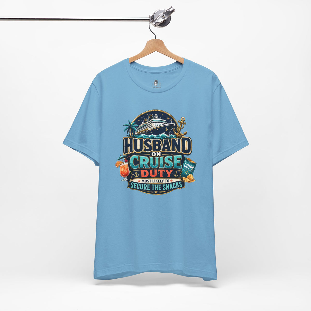 Husband on Cruise Duty Snacks Secured Shirt, Funny Mens Vacation Tee | Cruise Travel Collection