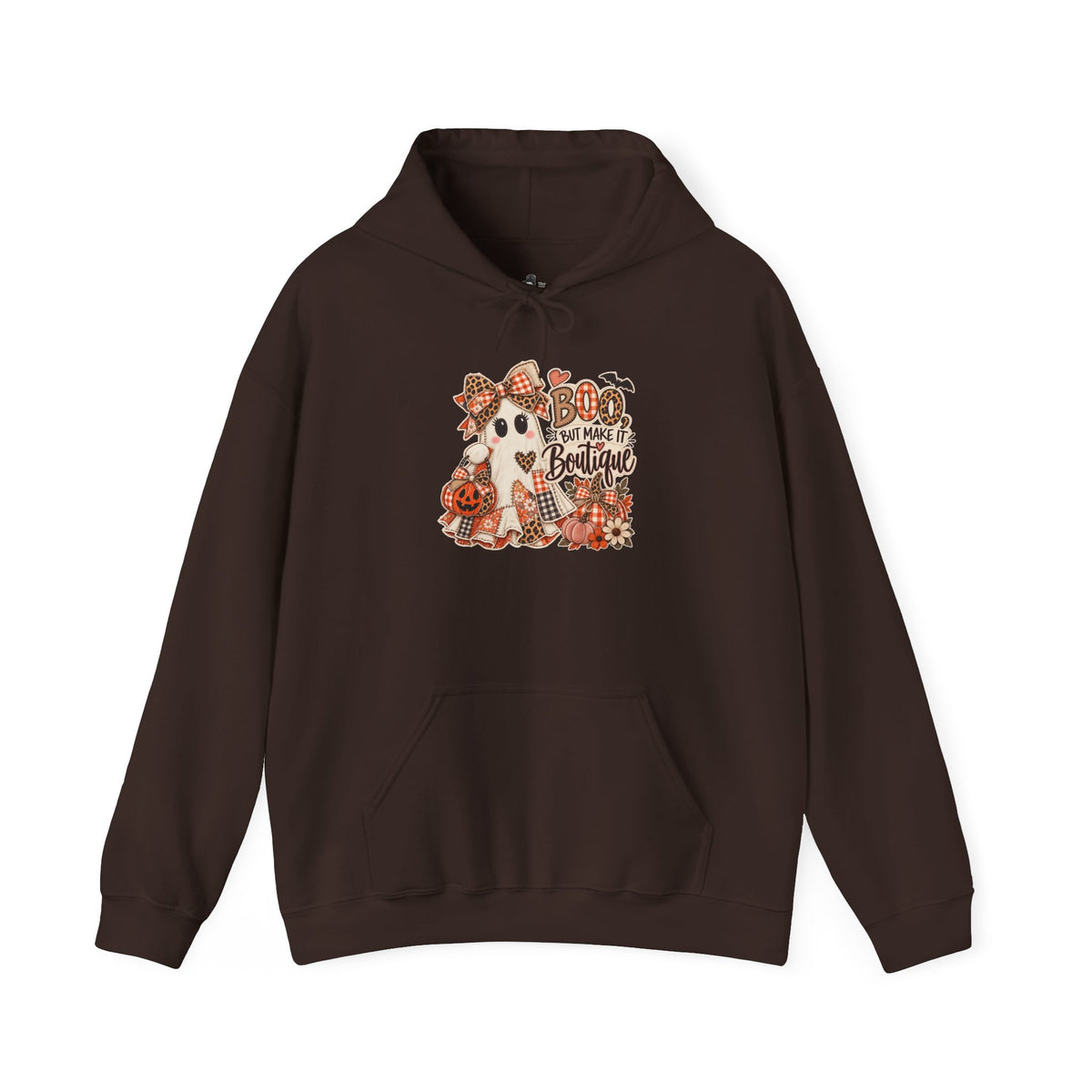 Boo But Make It Boutique | Premium Boutique Pullover Hoodie Halloween Patchwork Ghost Graphic Cute Fall Bow Spooky Top