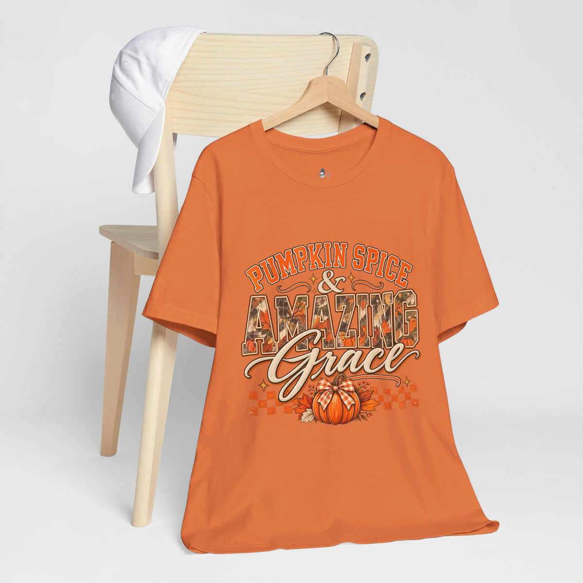 Pumpkin Spice And Amazing Grace | Premium Boutique Unisex T-Shirt Fall Christian Faith Graphic Autumn Pumpkin Inspirational Top