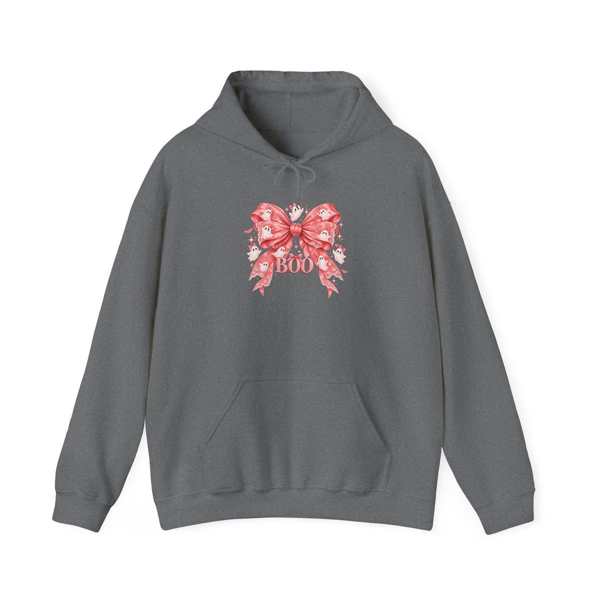 Boo | Premium Boutique Pullover Hoodie Halloween Pink Ghost Bow Graphic Feminine Spooky Fashion Top