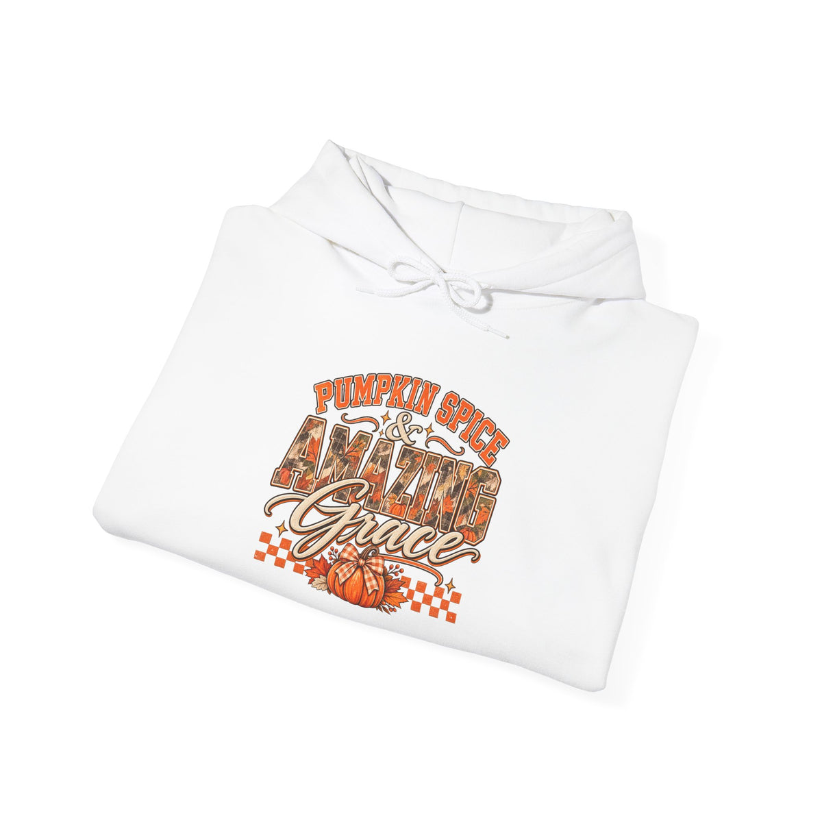 Pumpkin Spice And Amazing Grace | Premium Boutique Pullover Hoodie Fall Christian Faith Graphic Autumn Pumpkin Inspirational Top
