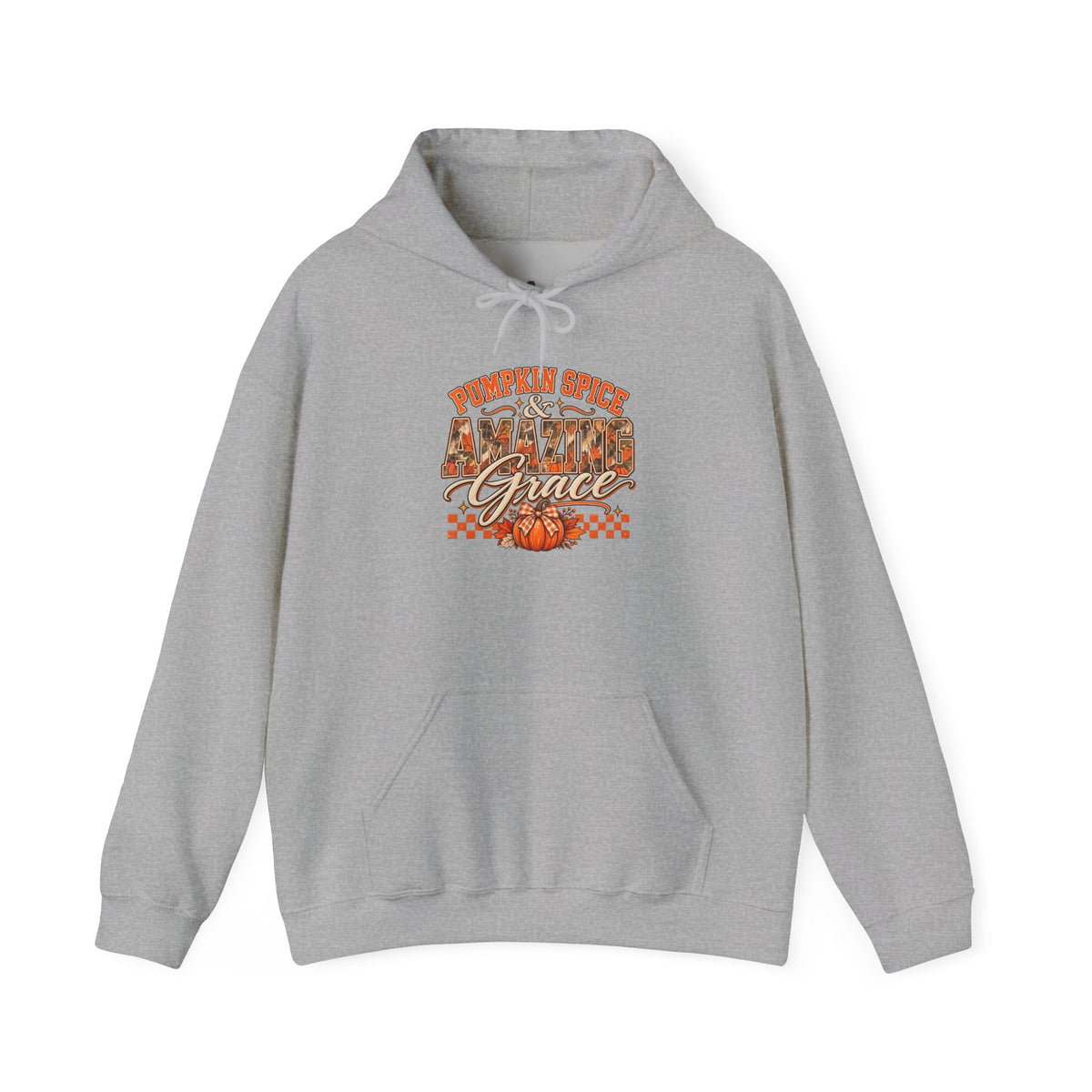 Pumpkin Spice And Amazing Grace | Premium Boutique Pullover Hoodie Fall Christian Faith Graphic Autumn Pumpkin Inspirational Top