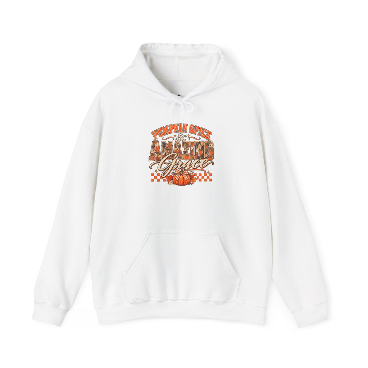 Pumpkin Spice And Amazing Grace | Premium Boutique Pullover Hoodie Fall Christian Faith Graphic Autumn Pumpkin Inspirational Top