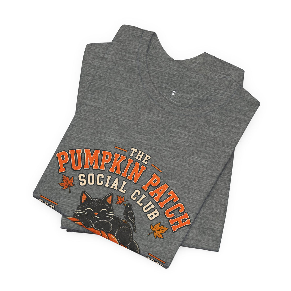 The Pumpkin Patch Social Club | Premium Boutique Unisex T-Shirt Fall Vintage Black Cat Halloween Graphic Autumn Pumpkin Top