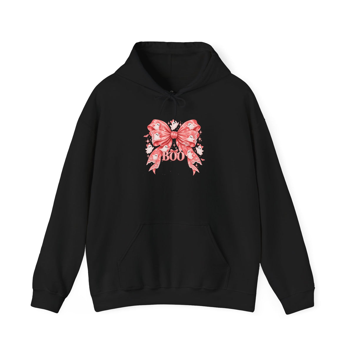 Boo | Premium Boutique Pullover Hoodie Halloween Pink Ghost Bow Graphic Feminine Spooky Fashion Top