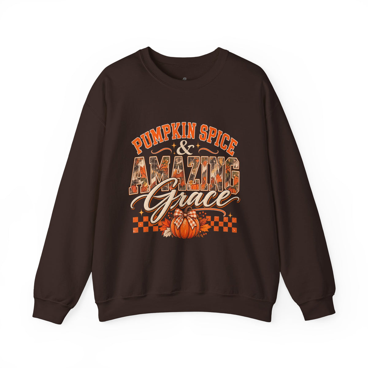 Pumpkin Spice And Amazing Grace | Premium Boutique Crewneck Sweatshirt Fall Christian Faith Graphic Autumn Pumpkin Inspirational Top