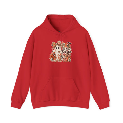 Boo But Make It Boutique | Premium Boutique Pullover Hoodie Halloween Patchwork Ghost Graphic Cute Fall Bow Spooky Top