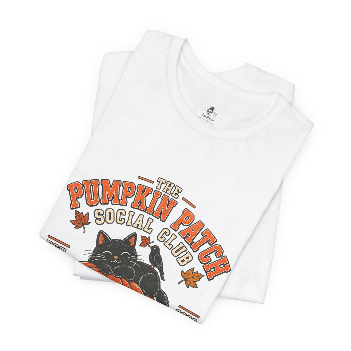 The Pumpkin Patch Social Club | Premium Boutique Unisex T-Shirt Fall Vintage Black Cat Halloween Graphic Autumn Pumpkin Top