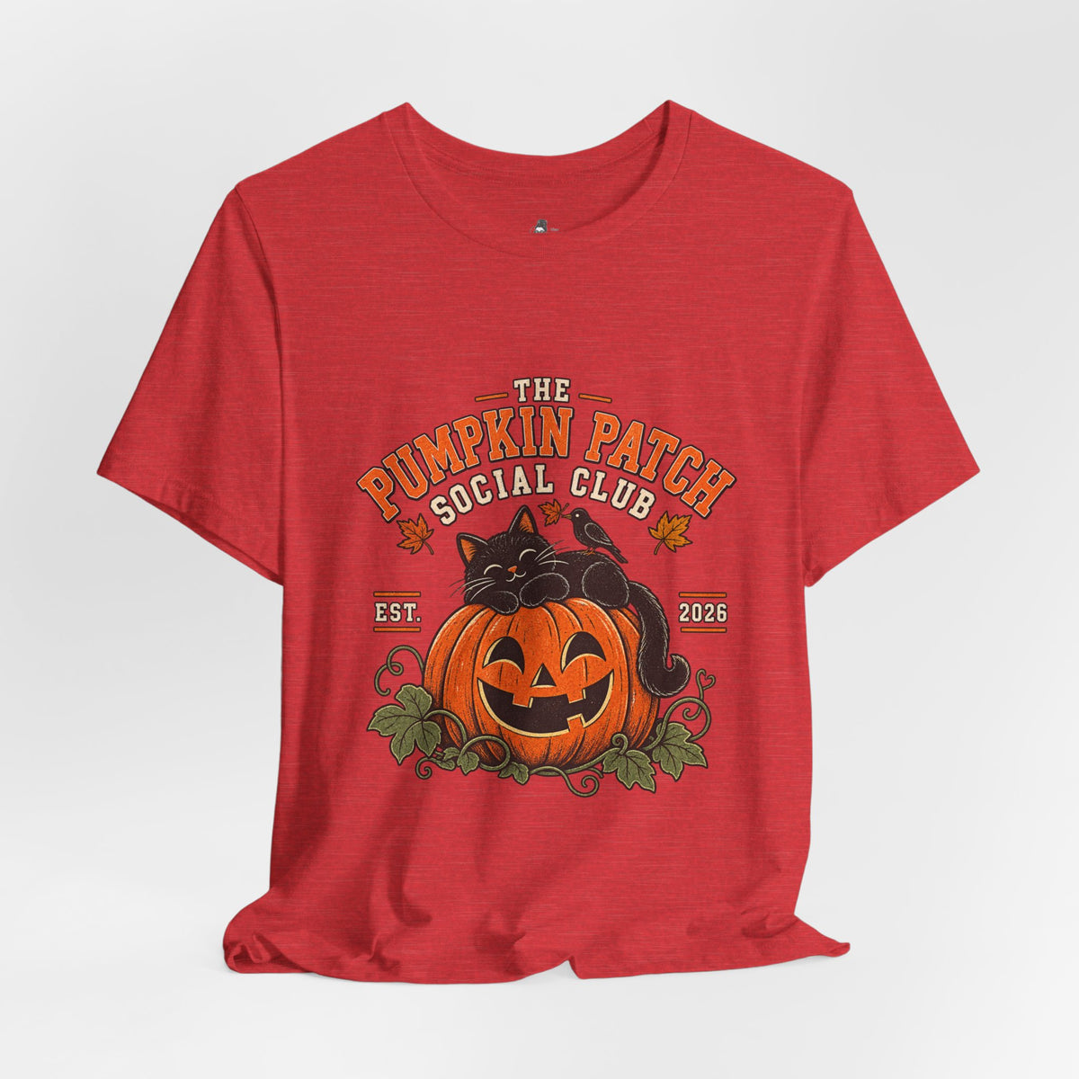 The Pumpkin Patch Social Club | Premium Boutique Unisex T-Shirt Fall Vintage Black Cat Halloween Graphic Autumn Pumpkin Top