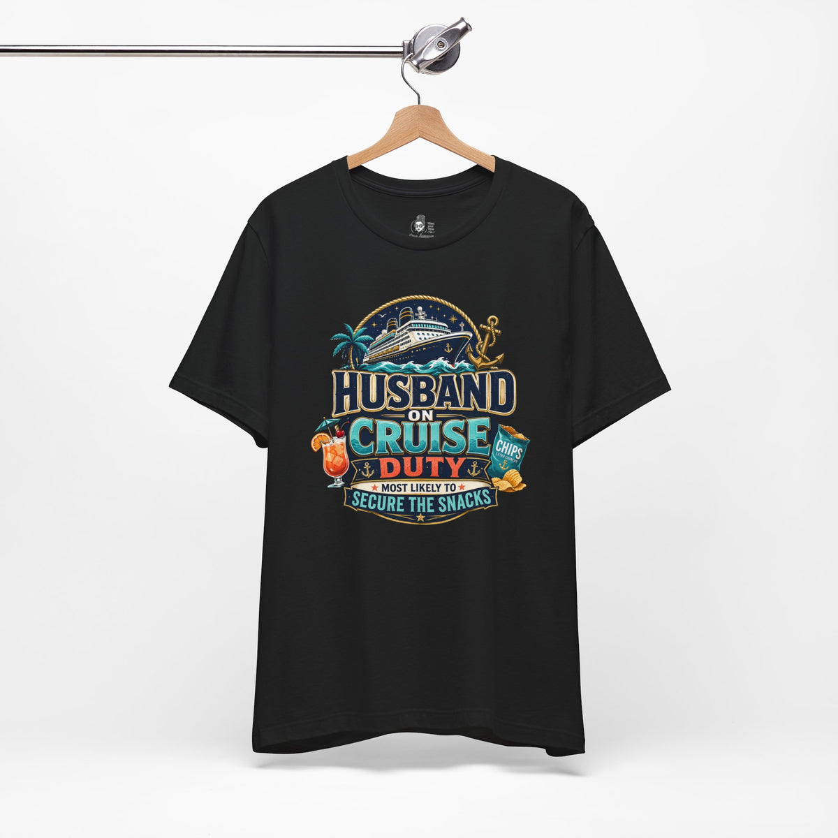 Husband on Cruise Duty Snacks Secured Shirt, Funny Mens Vacation Tee | Cruise Travel Collection