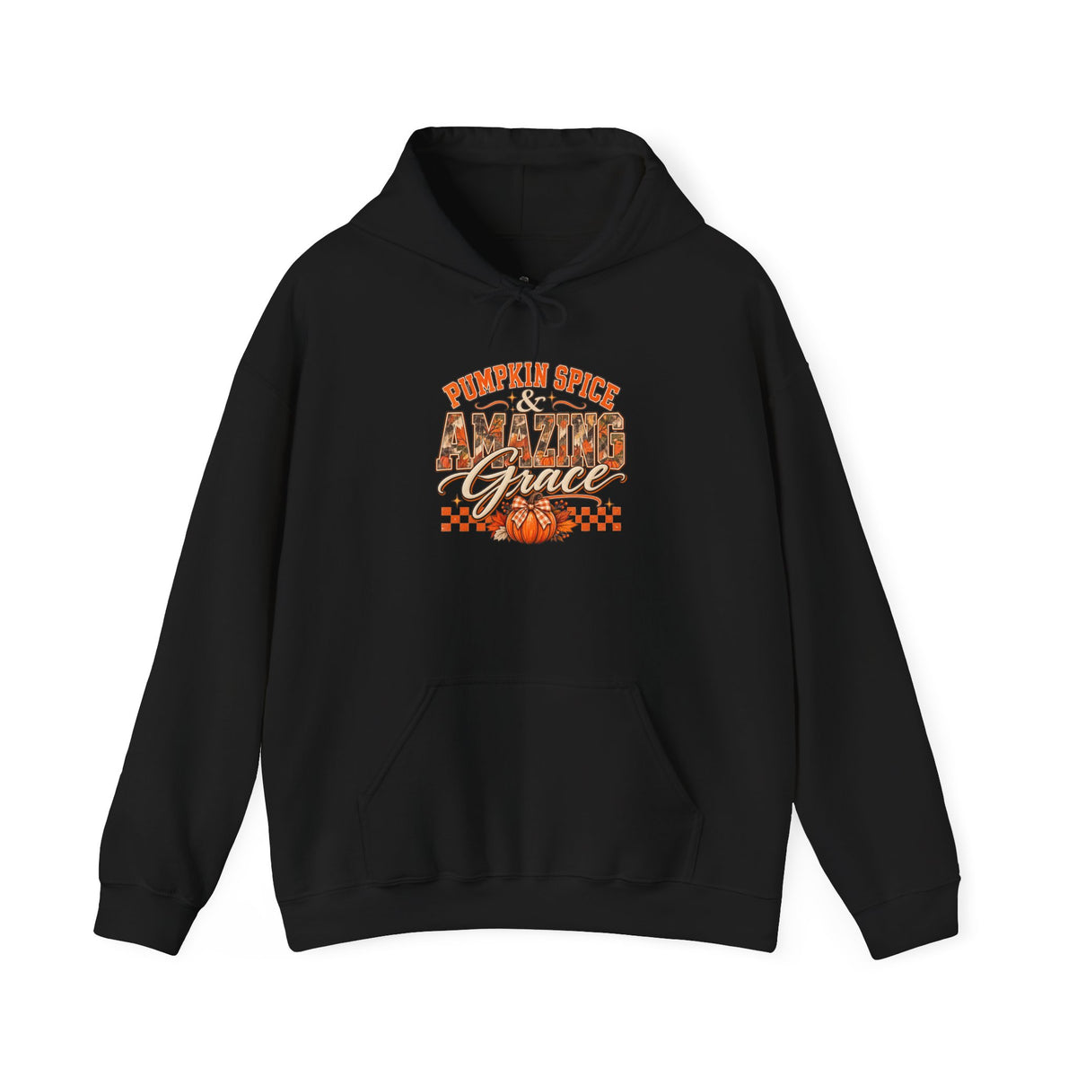Pumpkin Spice And Amazing Grace | Premium Boutique Pullover Hoodie Fall Christian Faith Graphic Autumn Pumpkin Inspirational Top