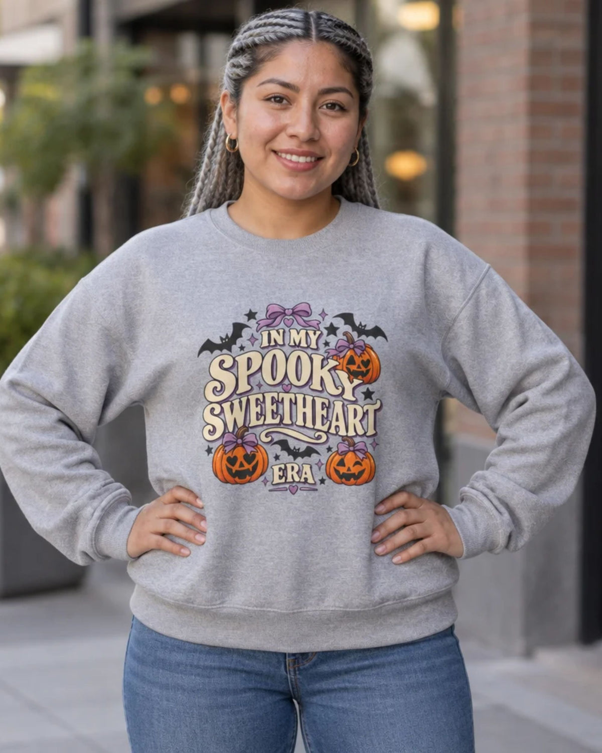 In My Spooky Sweetheart Era | Premium Boutique Crewneck Sweatshirt Halloween Retro Pumpkin Graphic  Cute Spooky Fall Top
