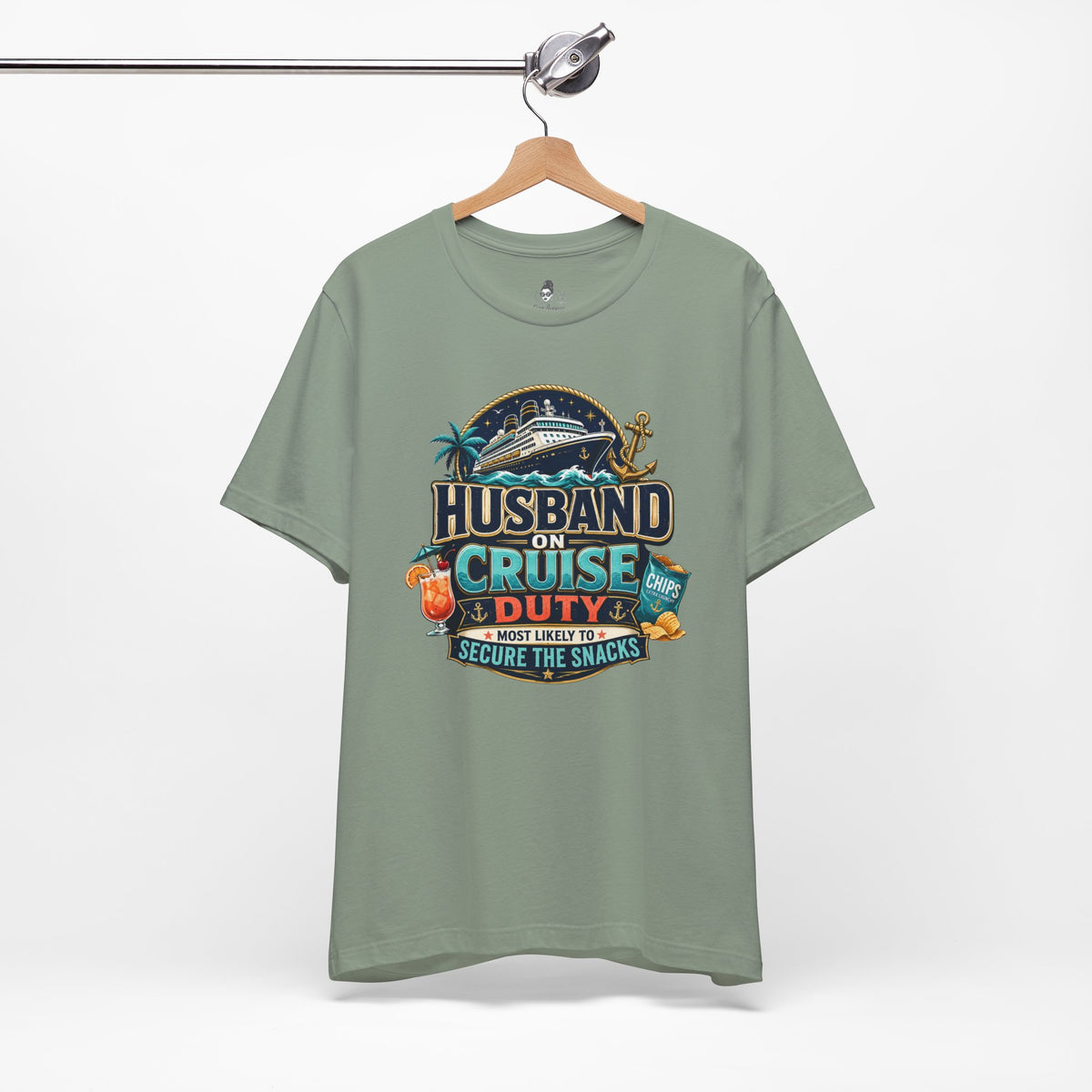 Husband on Cruise Duty Snacks Secured Shirt, Funny Mens Vacation Tee | Cruise Travel Collection
