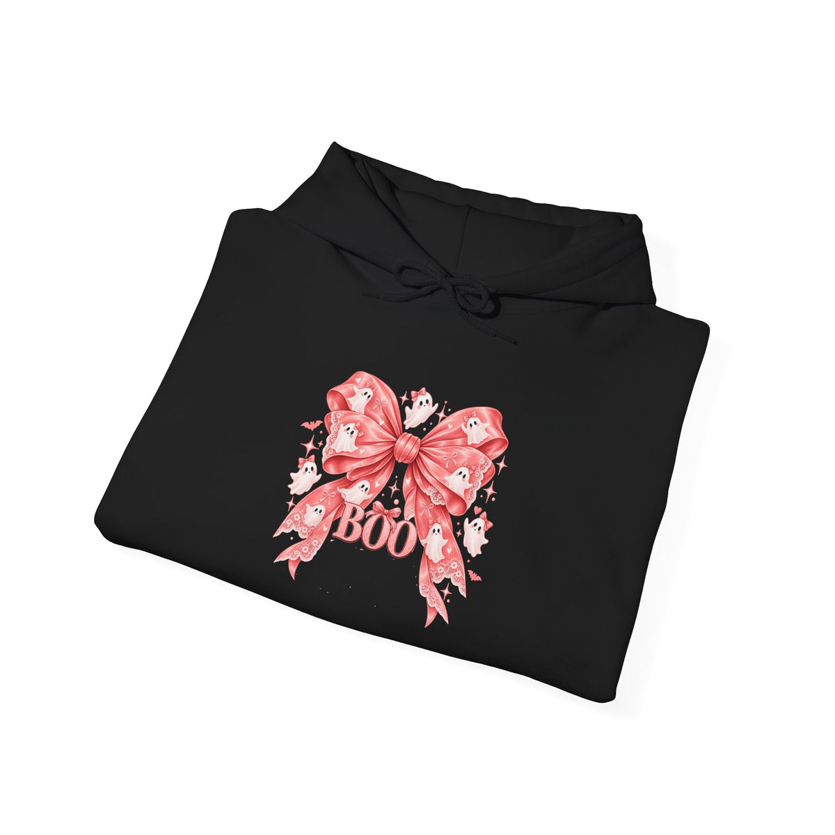 Boo | Premium Boutique Pullover Hoodie Halloween Pink Ghost Bow Graphic Feminine Spooky Fashion Top