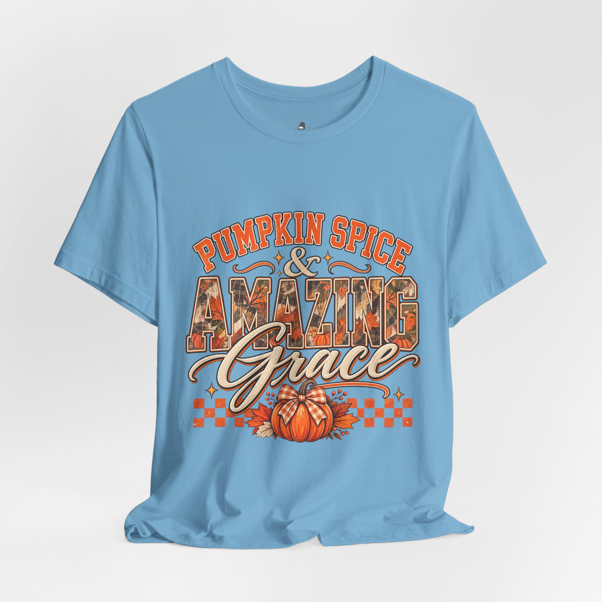 Pumpkin Spice And Amazing Grace | Premium Boutique Unisex T-Shirt Fall Christian Faith Graphic Autumn Pumpkin Inspirational Top