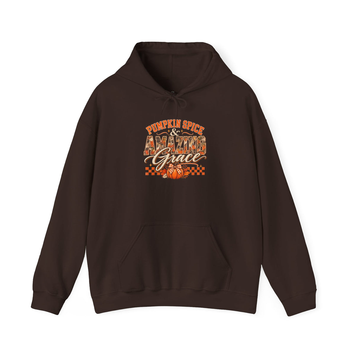 Pumpkin Spice And Amazing Grace | Premium Boutique Pullover Hoodie Fall Christian Faith Graphic Autumn Pumpkin Inspirational Top