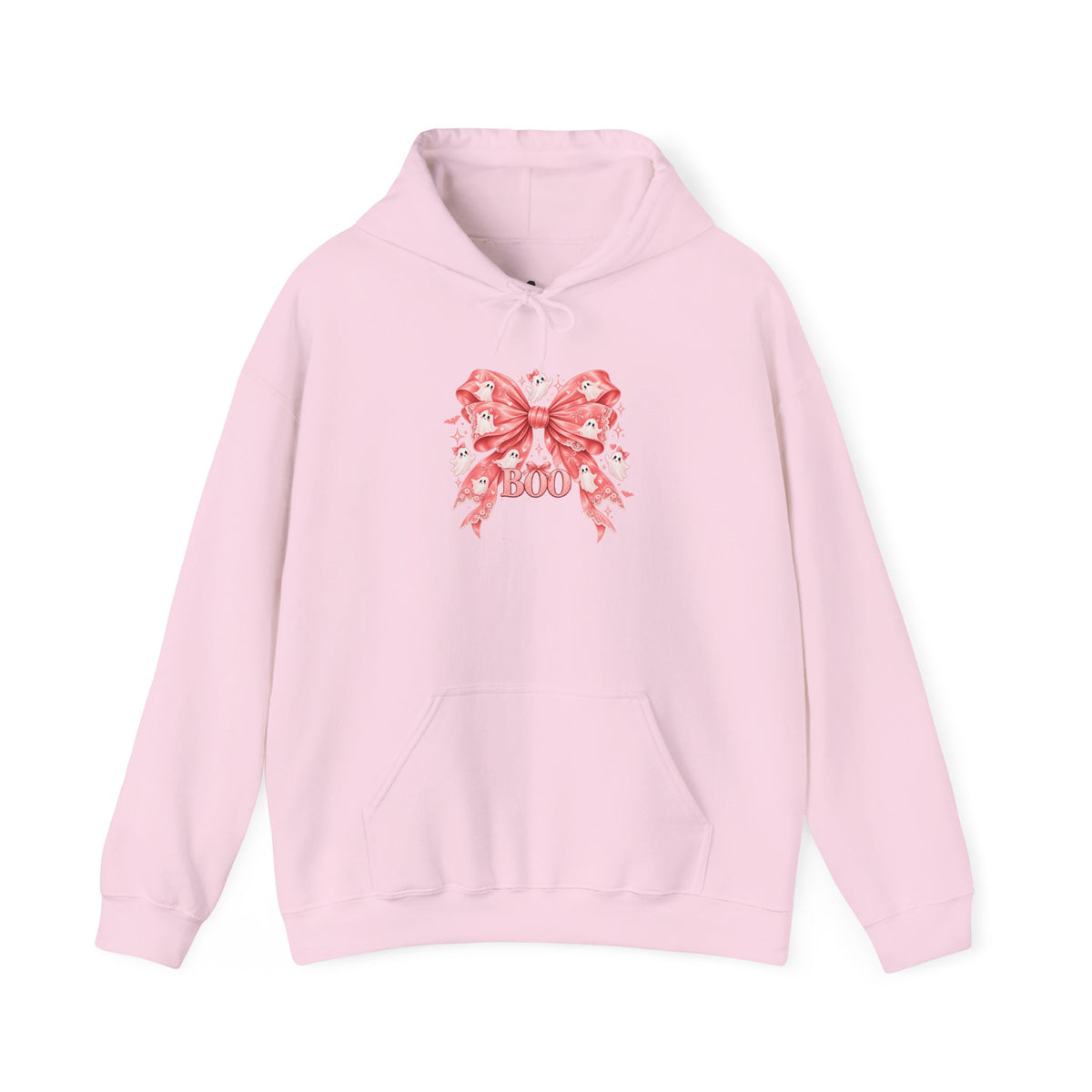 Boo | Premium Boutique Pullover Hoodie Halloween Pink Ghost Bow Graphic Feminine Spooky Fashion Top