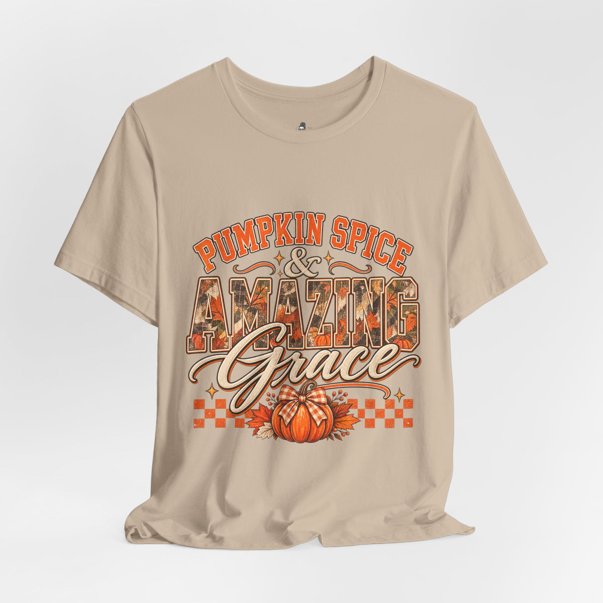 Pumpkin Spice And Amazing Grace | Premium Boutique Unisex T-Shirt Fall Christian Faith Graphic Autumn Pumpkin Inspirational Top