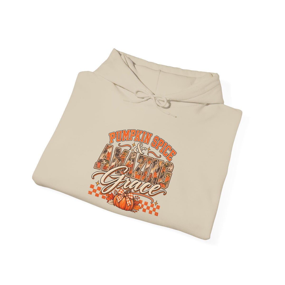 Pumpkin Spice And Amazing Grace | Premium Boutique Pullover Hoodie Fall Christian Faith Graphic Autumn Pumpkin Inspirational Top