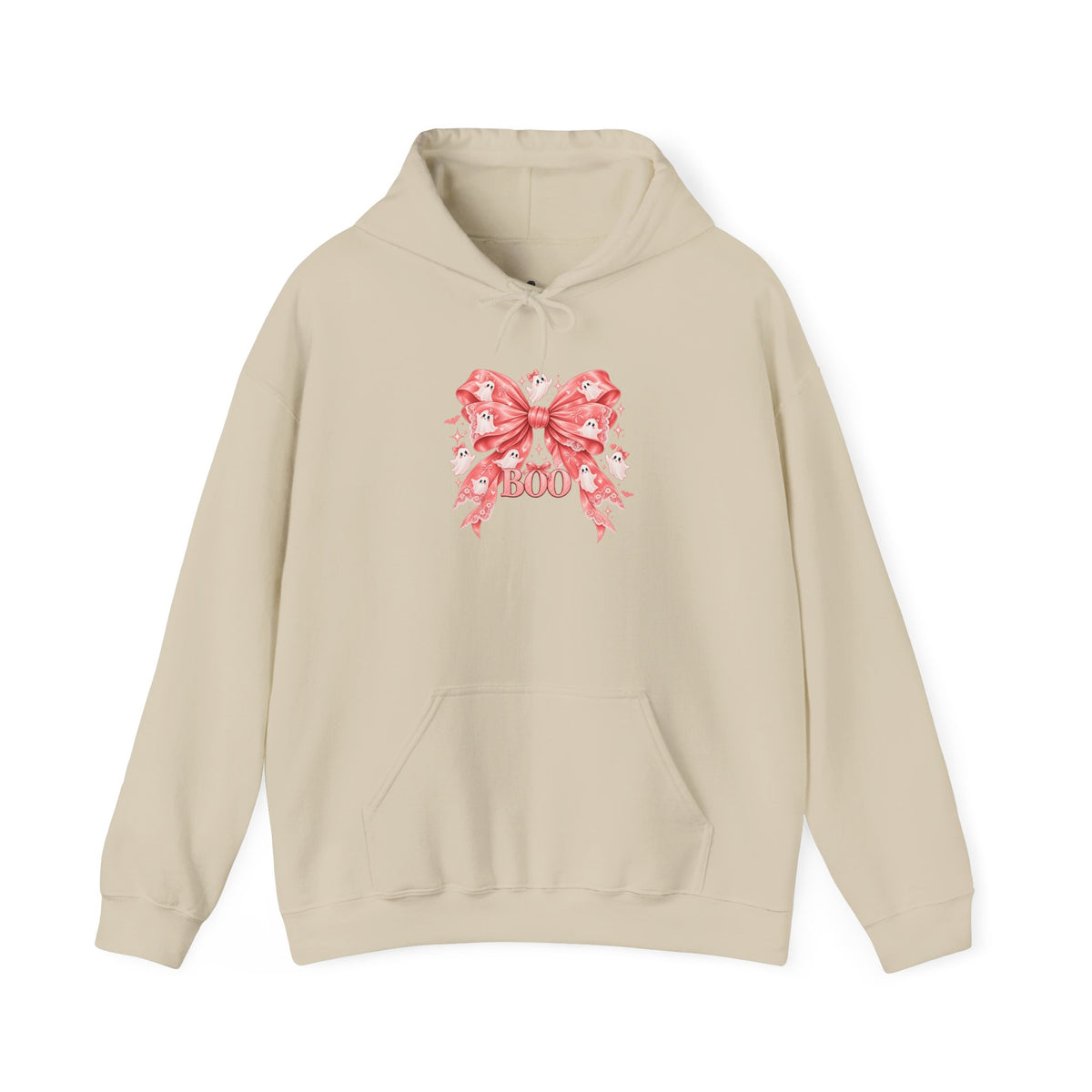 Boo | Premium Boutique Pullover Hoodie Halloween Pink Ghost Bow Graphic Feminine Spooky Fashion Top