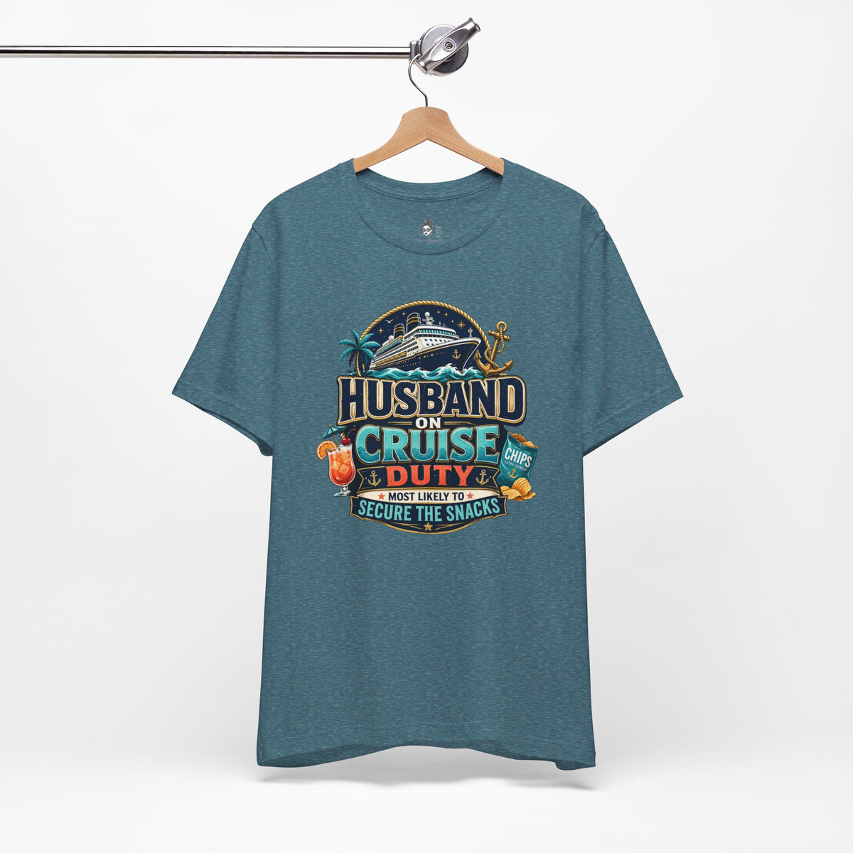 Husband on Cruise Duty Snacks Secured Shirt, Funny Mens Vacation Tee | Cruise Travel Collection