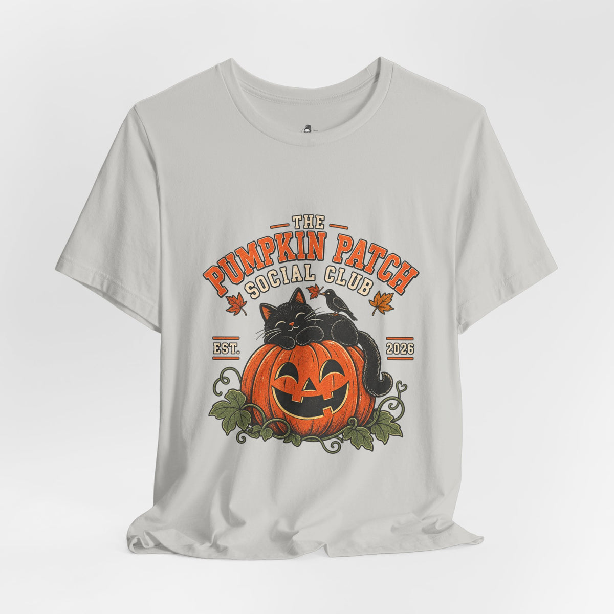 The Pumpkin Patch Social Club | Premium Boutique Unisex T-Shirt Fall Vintage Black Cat Halloween Graphic Autumn Pumpkin Top