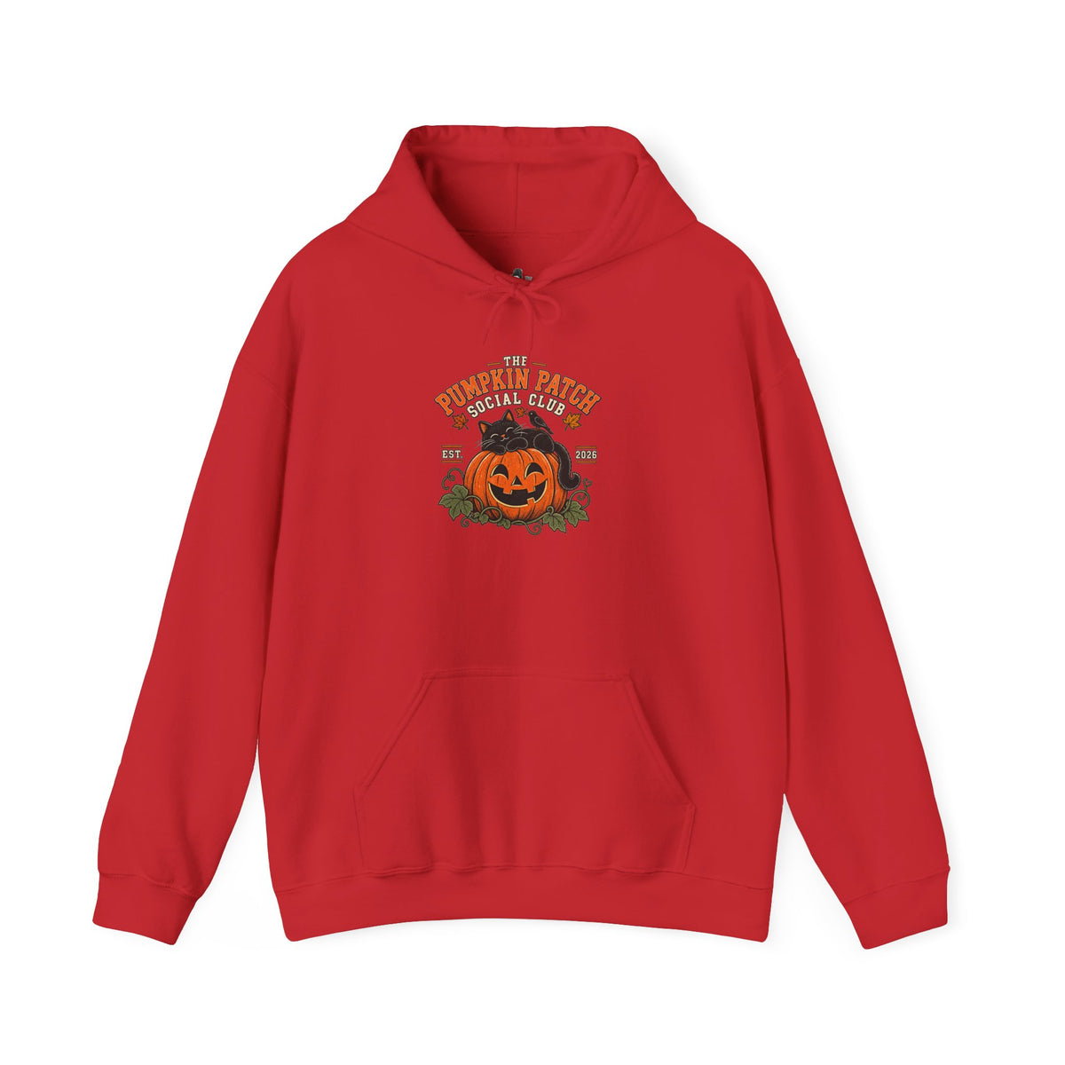 The Pumpkin Patch Social Club | Premium Boutique Pullover Hoodie Fall Vintage Black Cat Halloween Graphic Autumn Pumpkin Top