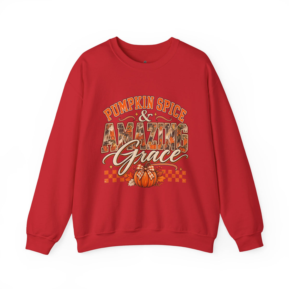 Pumpkin Spice And Amazing Grace | Premium Boutique Crewneck Sweatshirt Fall Christian Faith Graphic Autumn Pumpkin Inspirational Top