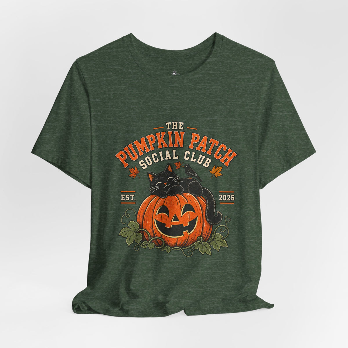 The Pumpkin Patch Social Club | Premium Boutique Unisex T-Shirt Fall Vintage Black Cat Halloween Graphic Autumn Pumpkin Top