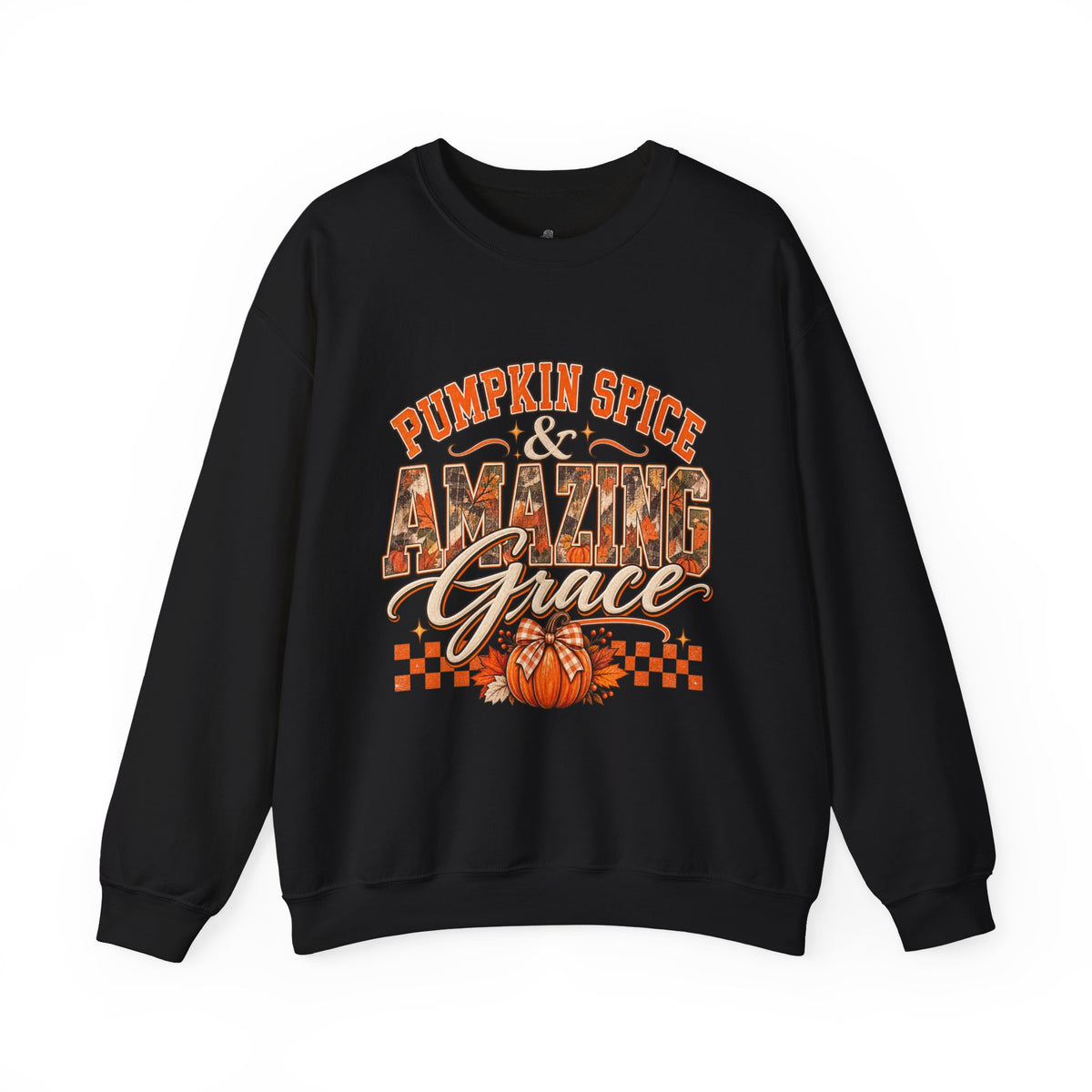 Pumpkin Spice And Amazing Grace | Premium Boutique Crewneck Sweatshirt Fall Christian Faith Graphic Autumn Pumpkin Inspirational Top