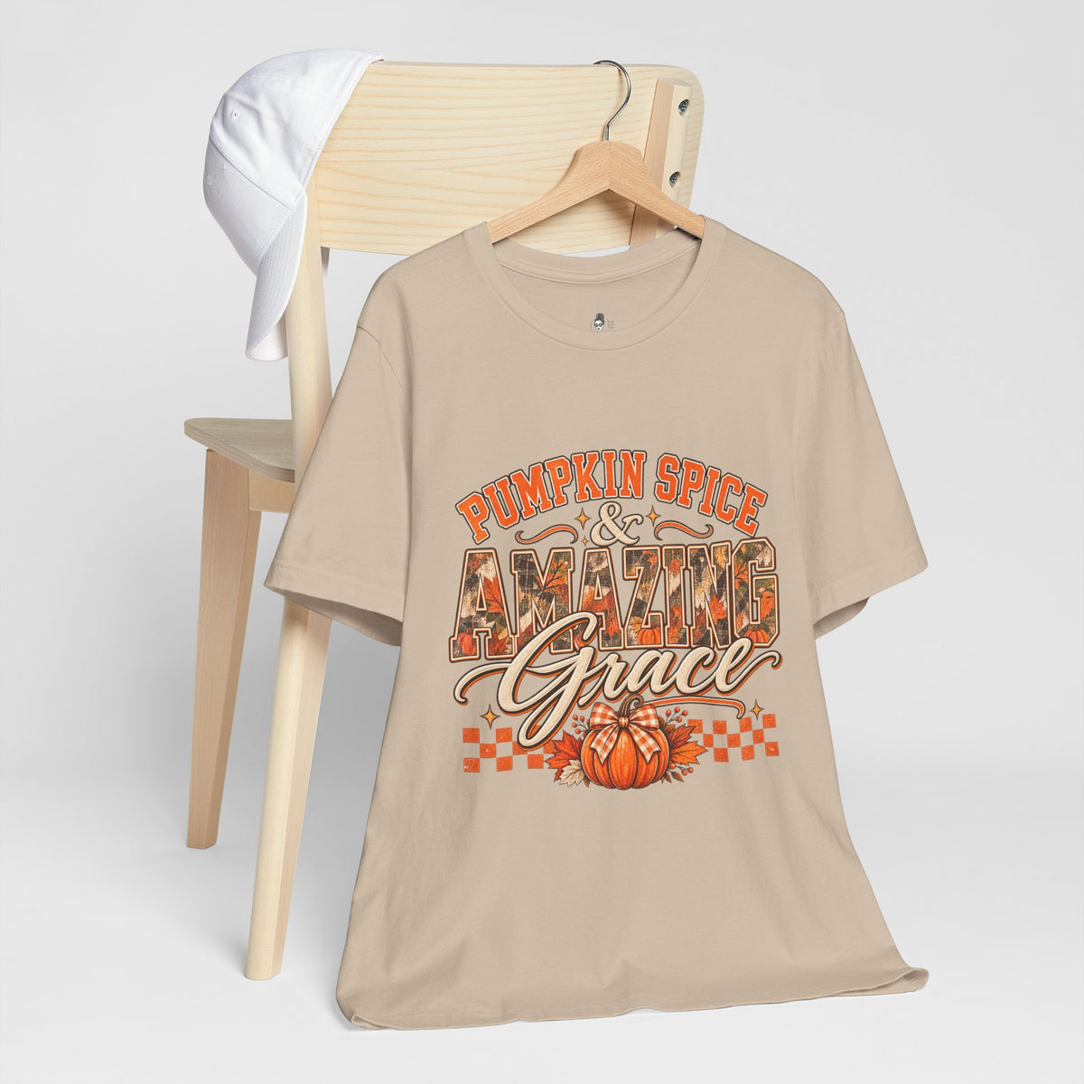 Pumpkin Spice And Amazing Grace | Premium Boutique Unisex T-Shirt Fall Christian Faith Graphic Autumn Pumpkin Inspirational Top