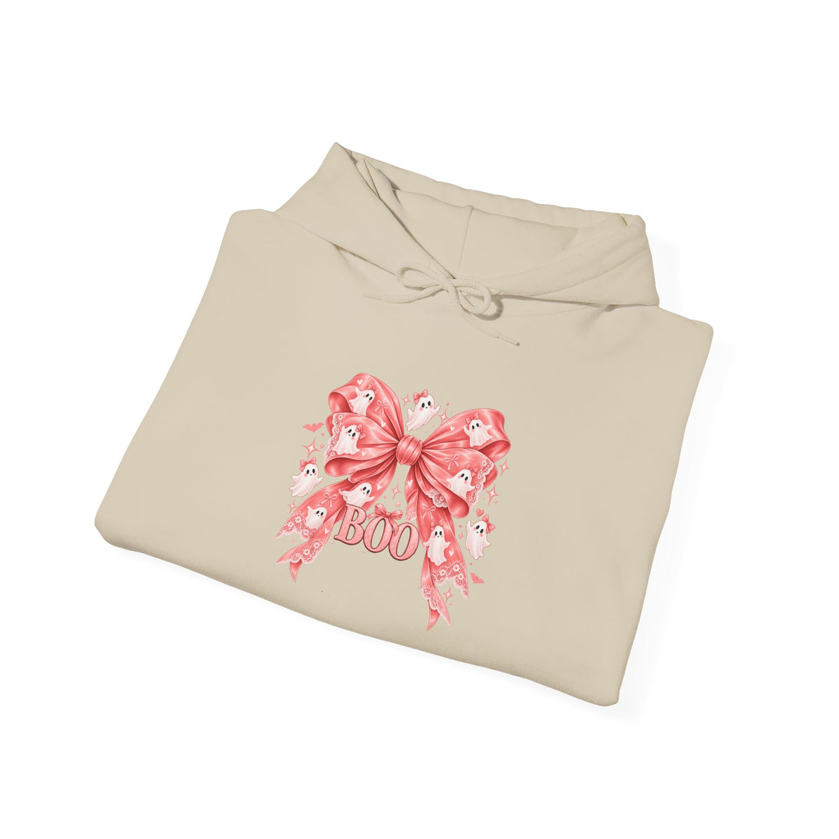 Boo | Premium Boutique Pullover Hoodie Halloween Pink Ghost Bow Graphic Feminine Spooky Fashion Top